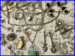 251 g. Scrap and Wearable 925 Sterling Silver Vintage Jewelry Lot Gold Plated