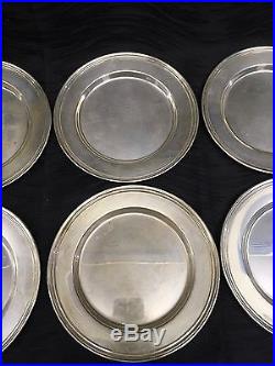 29.65oz Vintage Lot Of 9 Sterling Silver 6 Bread Butter Plates