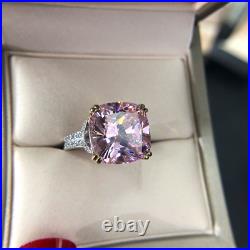 2Ct Cushion Natural Pink Sapphire Engagement Ring 14K White Gold Silver Plated