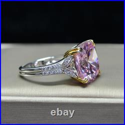 2Ct Cushion Natural Pink Sapphire Engagement Ring 14K White Gold Silver Plated