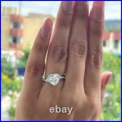 2Ct Heart Cut Moissanite Halo Engagement Women's Ring In 14K White Gold Plated