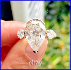 2Ct Pear Lab-Created Diamond Wedding Vintage Ring 14K Yellow Gold Plated Silver
