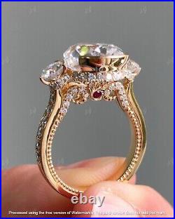 2Ct Pear Lab-Created Diamond Wedding Vintage Ring 14K Yellow Gold Plated Silver