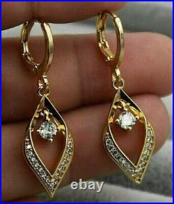 2Ct Round Cut Lab-Created Diamond Drop/Dangle Earrings 14K Yellow Gold Plated