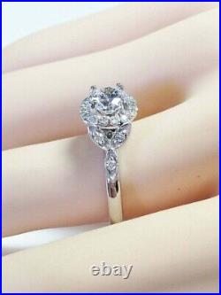 2Ct Round Moissanite Vintage Halo Wedding Ring 14K White Gold Silver Plated