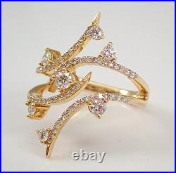 2Ct Round Real Moissanite Cluster Engagement Ring 14K Yellow Gold Silver Plated
