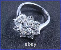 2Ct Round Simulated Diamond Flower Wedding Vintage Ring in 14KGold Plated Silver
