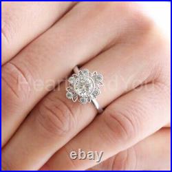 2ct Round Cut Moissanite Vintage-Inspired Engagement Ring 14K White Gold Plated