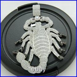 3.40Ct Round Cut Real Moissanite Scorpions Pendant 14K White Gold Silver Plated