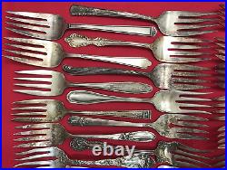 30 Pc Silverplate Mix MEAT / CAKE SERVING FORKS Antique to Vintage No Monos