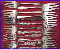 30 Pc Silverplate Mix MEAT / CAKE SERVING FORKS Antique to Vintage No Monos