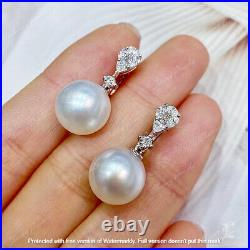 4.10Ct Round Cut Peal Diamond Women's Drop/Dangle Earrings 14K White Gold Plated