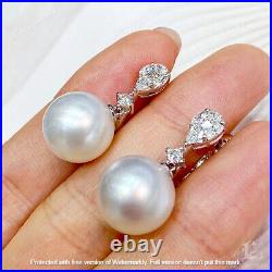 4.10Ct Round Cut Peal Diamond Women's Drop/Dangle Earrings 14K White Gold Plated