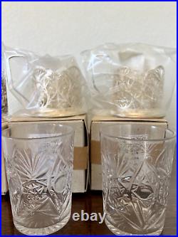 4 Vintage Filigree Silver Plate Hot Ice Coffee Tea Cup Holders with Glasses Russia