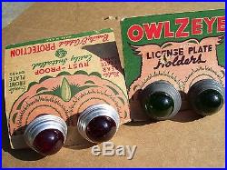 4 Vintage Harley Indian NOS Glass License Plate or Saddlebag Cat Eye Reflectors