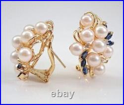 4Ct Round Cut Natural White Pearl Vintage Stud Earrings 14K Yellow Gold Plated