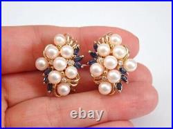 4Ct Round Cut Natural White Pearl Vintage Stud Earrings 14K Yellow Gold Plated