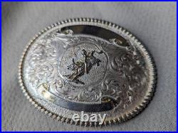 5 vintage MONTANA SILVERSMITHS silver plate RODEO large size BELT BUCKLE horse