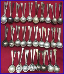 50 Pc Antique to Vintage Small BOUILLON SPOONS 4 1/2 to 5 1/2 Silverplate Mix