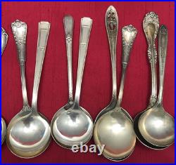 50 Pc Antique to Vintage Small BOUILLON SPOONS 4 1/2 to 5 1/2 Silverplate Mix