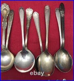 50 Pc Antique to Vintage Small BOUILLON SPOONS 4 1/2 to 5 1/2 Silverplate Mix