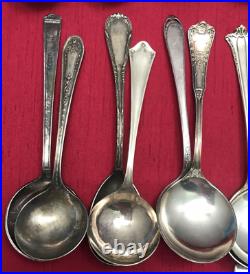 50 Pc Antique to Vintage Small BOUILLON SPOONS 4 1/2 to 5 1/2 Silverplate Mix