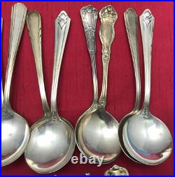 50 Pc Antique to Vintage Small BOUILLON SPOONS 4 1/2 to 5 1/2 Silverplate Mix