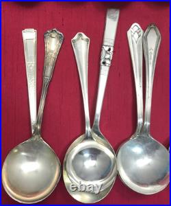 50 Pc Antique to Vintage Small BOUILLON SPOONS 4 1/2 to 5 1/2 Silverplate Mix