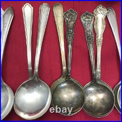 50 Pc Antique to Vintage Small BOUILLON SPOONS 4 1/2 to 5 1/2 Silverplate Mix