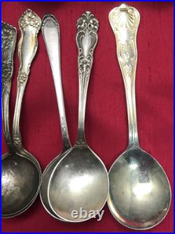 50 Pc Antique to Vintage Small BOUILLON SPOONS 4 1/2 to 5 1/2 Silverplate Mix