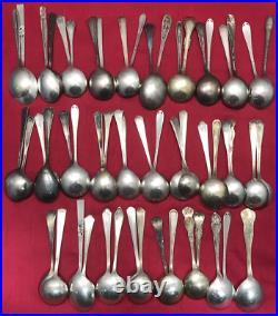 50 Pc Antique to Vintage Small BOUILLON SPOONS 4 1/2 to 5 1/2 Silverplate Mix