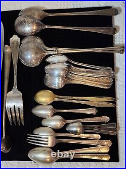 50 Pieces Mix Of Vintage Cutlery, Silver Plated, Famous Brands