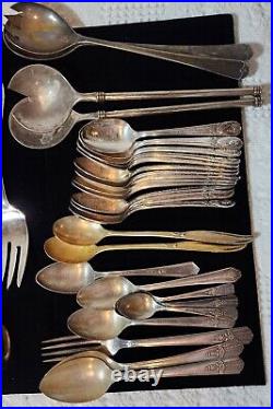 50 Pieces Mix Of Vintage Cutlery, Silver Plated, Famous Brands