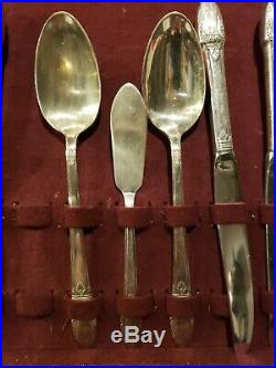59 Piece 1847 Rogers Bros. First Love Pattern Silver Plated Flatware Set Vintage