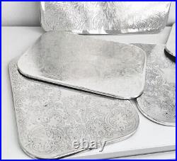 6 Vintage RECTANGULAR Silver Plated Table Mats Set
