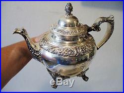 6 pc. HERITAGE BROS 1847 COFFEE TEA SET with SERVING TRAY, VINTAGE SILVERPLATE