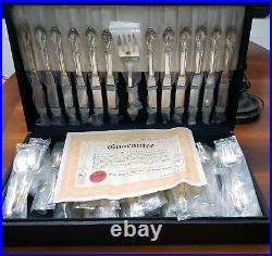 66 PC Wm Rogers MFG Co Reinforce Silver Plate AA Vintage Set with Case Certificate