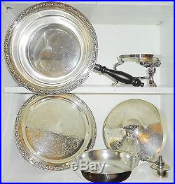 6pc Vintage Oneida Silver Plate Footed Serving / Chafing Dish w Tray & Sterno