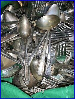 7 Pounds Silver Plated Cutlery Vintage Flatware Lot