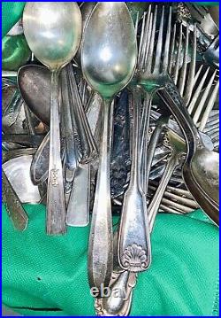 7 Pounds Silver Plated Cutlery Vintage Flatware Lot