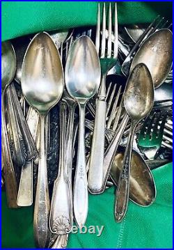 7 Pounds Silver Plated Cutlery Vintage Flatware Lot