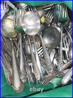 7 Pounds Silver Plated Cutlery Vintage Flatware Lot