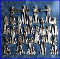 76 Vintage Silverplate Forks! Ornate, Floral, Art! Lot Craft Flatware, Free Ship