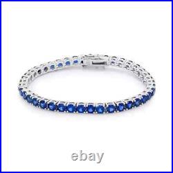 7Ct Round Cut Sapphire Lab Created Diamond Women Bracelet 14K White Gold Plated