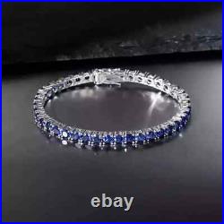 7Ct Round Cut Sapphire Lab Created Diamond Women Bracelet 14K White Gold Plated