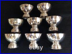 8 Vintage Silver Plate Dessert / Horderves Bowls, 2 3/4 Inch Tall x 3 3/4 Inches