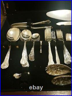 80 Piece Vintage J. Eales & Son SILVER PLATE Kings Cutlery Set with Wooden Canteen