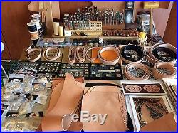 800+ LOT Leather Working Tools Large Stamps Silverplate Belts Wood Racks Vintage