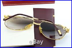 80s Vintage CARTIER mod VENDOME LAQUE Sunglasses 22ct Gold Plated 56-16 S Brown