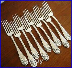 9 Vintage Adams Oneida Silverplate Flower De Luce Dinner Forks